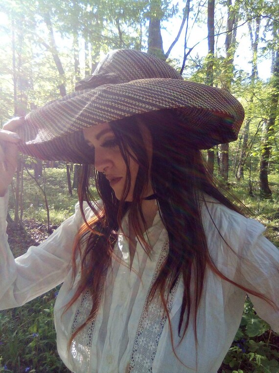 Oversized Swirl Design Straw Hat/Lightweight/Vaca… - image 5