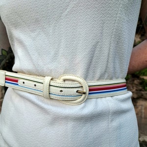 1980er Regenbogen Gürtel/ Baumwolle und Leder