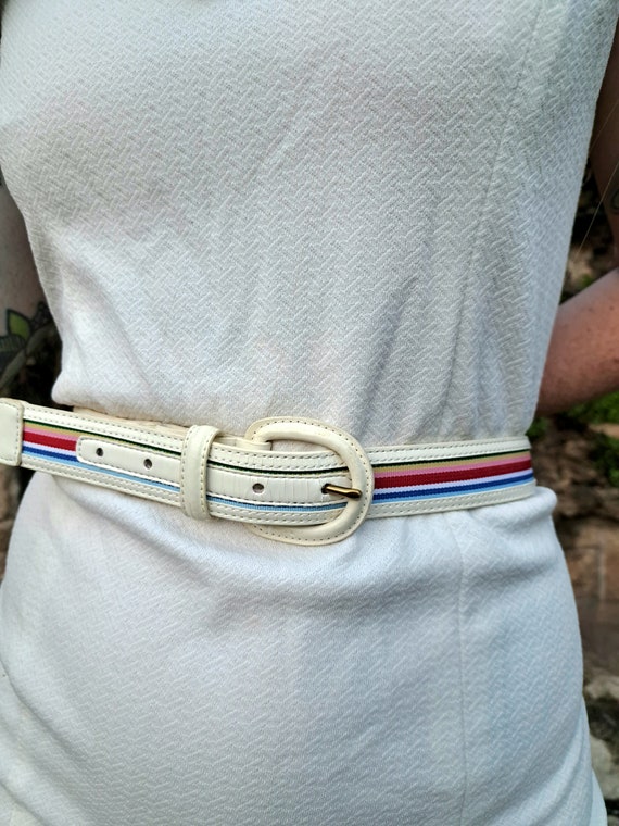 1980's Rainbow Belt/ Cotton and Leather