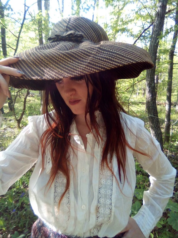 Oversized Swirl Design Straw Hat/Lightweight/Vaca… - image 2