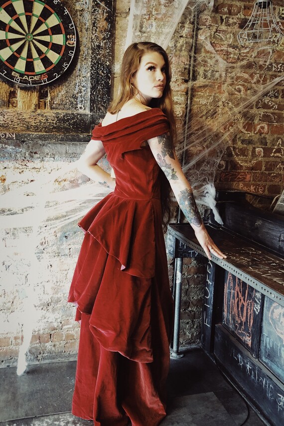 Red Velvet Gown /Vintage Original