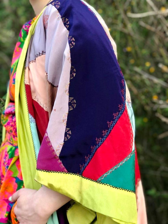 Silk Patchwork Robe with Amazing Detailed Stitch Desi… - Gem
