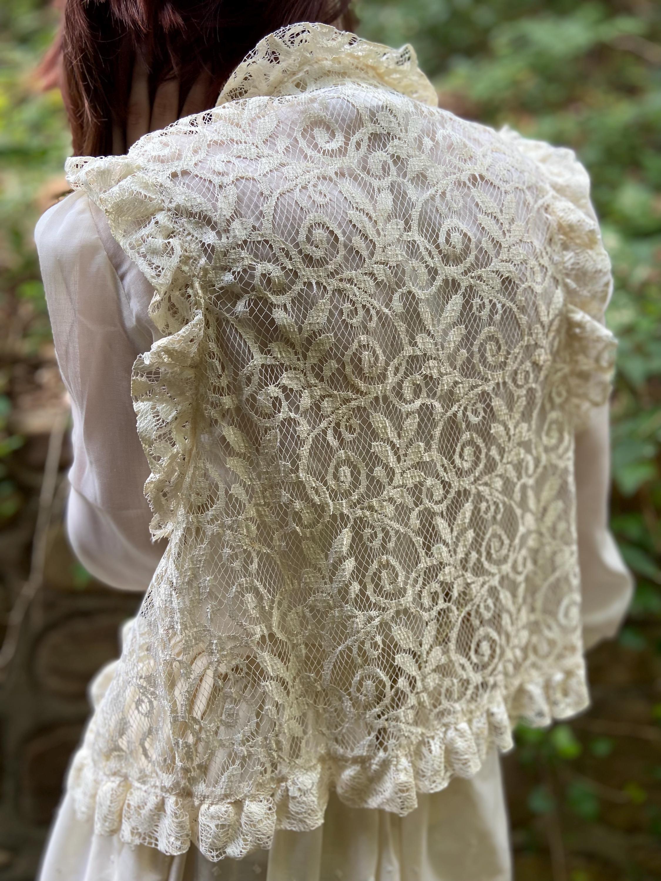 Antique Lace Vest with Stud Detail- Taupe