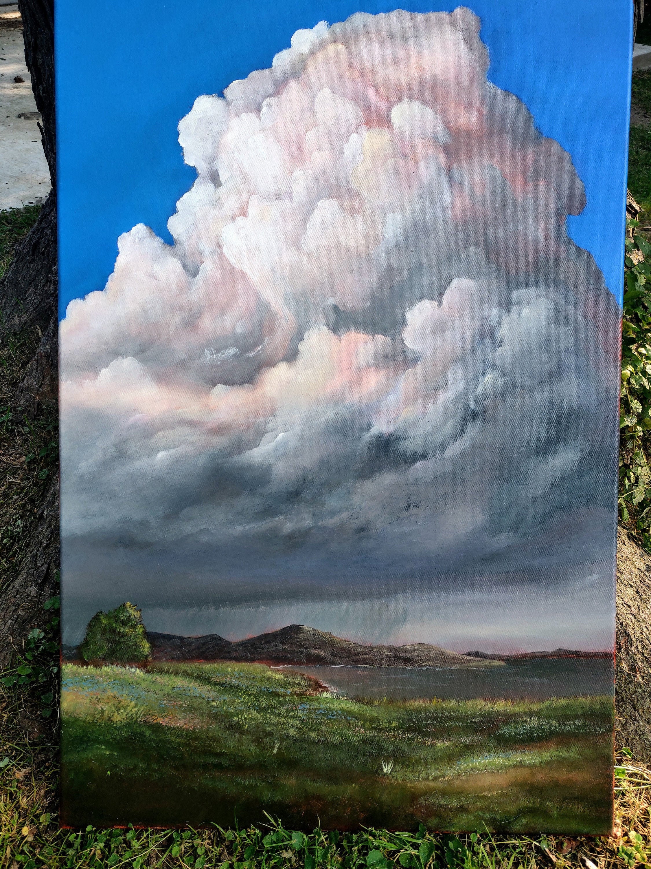 Original Oil Painting Cloud Landscape Stretched Canvas Etsy