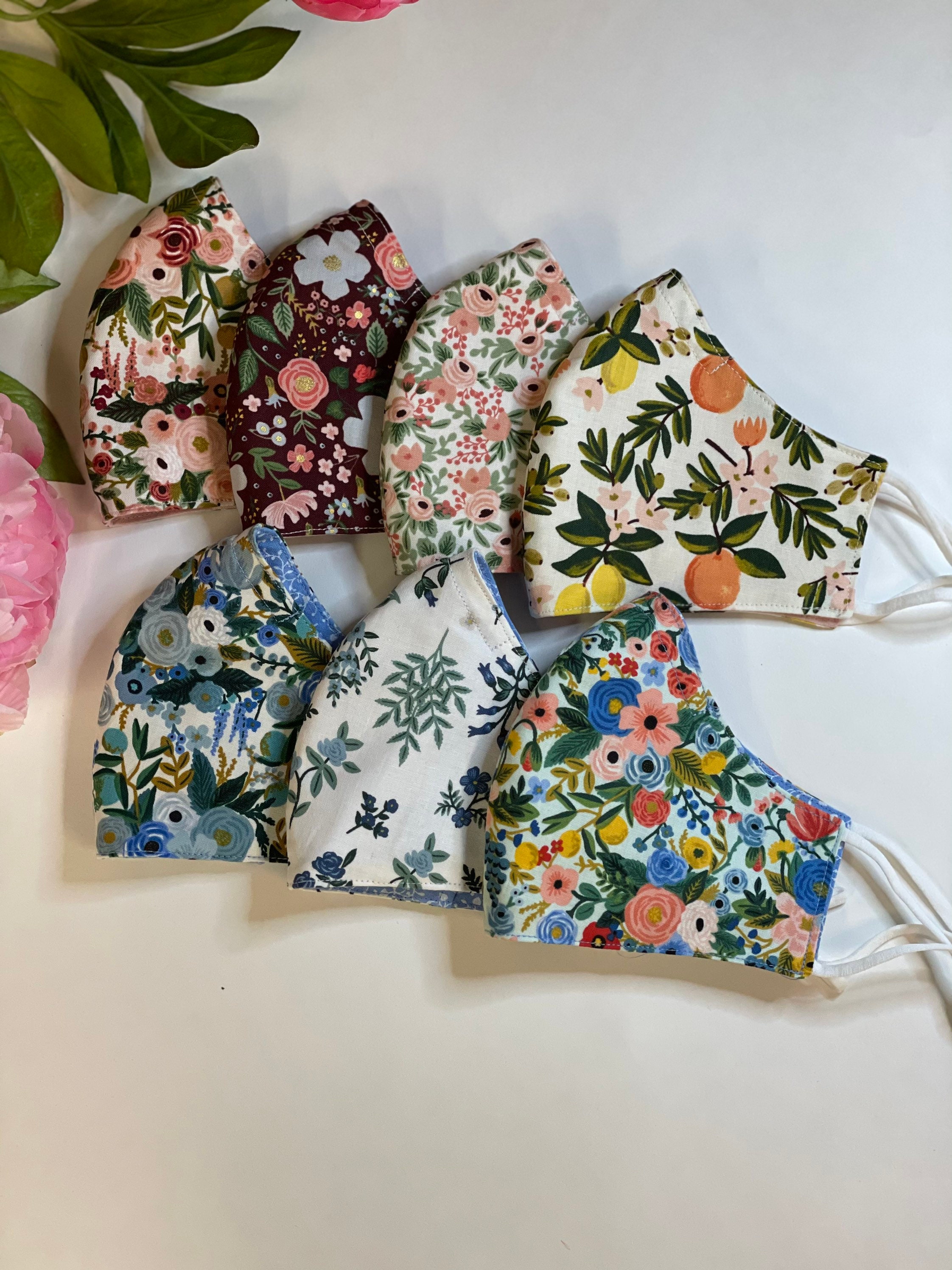 Rifle Paper Co Garden Party floral fabric masks with nose wire, filte…