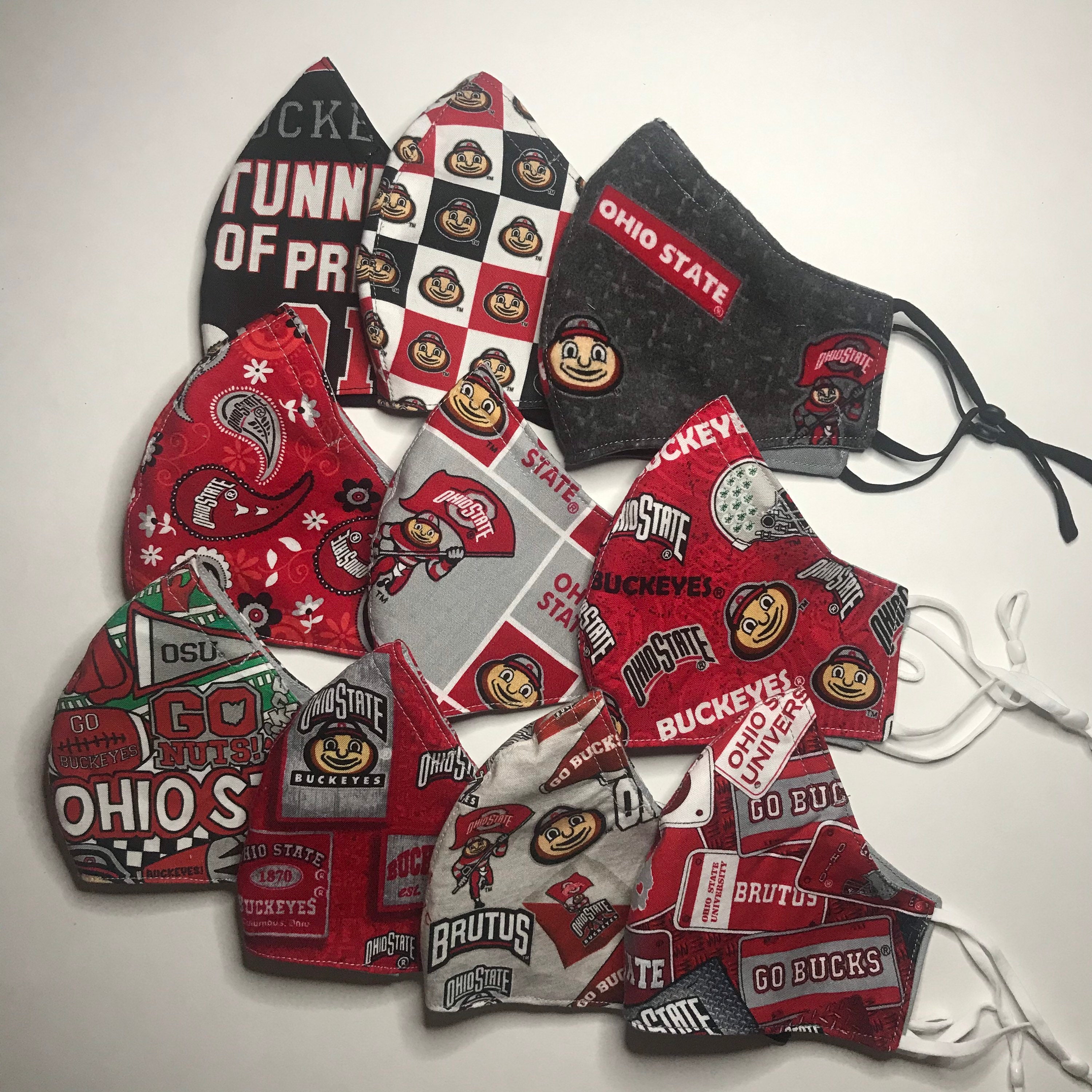 Ohio State Buckeyes face masks 10 different fabric choices, OSU mask …