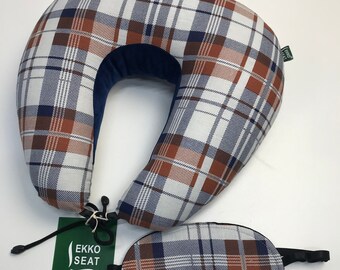 Plaid Travel Neck Pillow: Orthopedic Car Airplane Support