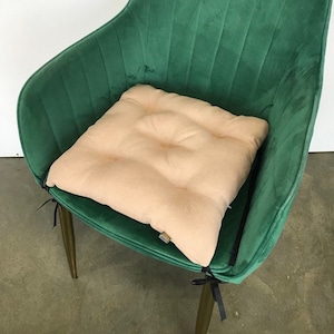 Square Chair Cushion with Ties: Velor Kitchen Decor, New Home Gift