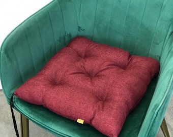 Square Chair Pad with Ties: Multicolor Kitchen Cushion (15x15x2)