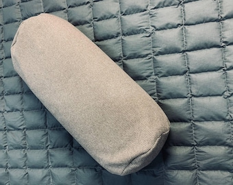 Buckwheat Hull Bolster Pillow, Waterproof Yoga Cushion, Ergonomic Support (Linen Cover)