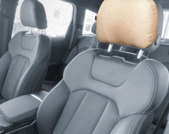 Beige Car Neck Pillow: Cotton Blend Headrest - Car Accessories