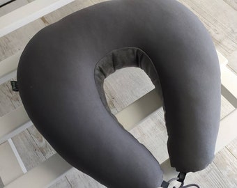 Gray Neck Support Travel Pillow: Airplane Car Comfort