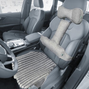 Car Pillow Set: Cotton Seat Cushion, Neck & Back Support
