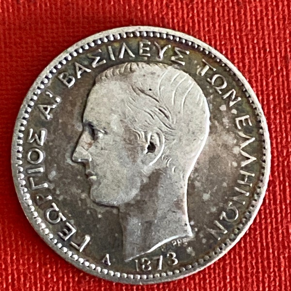 Greek silver coin drachma 1873