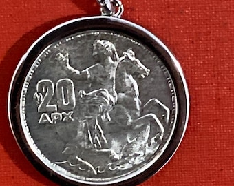 Greek  silver coin pendant 30mm