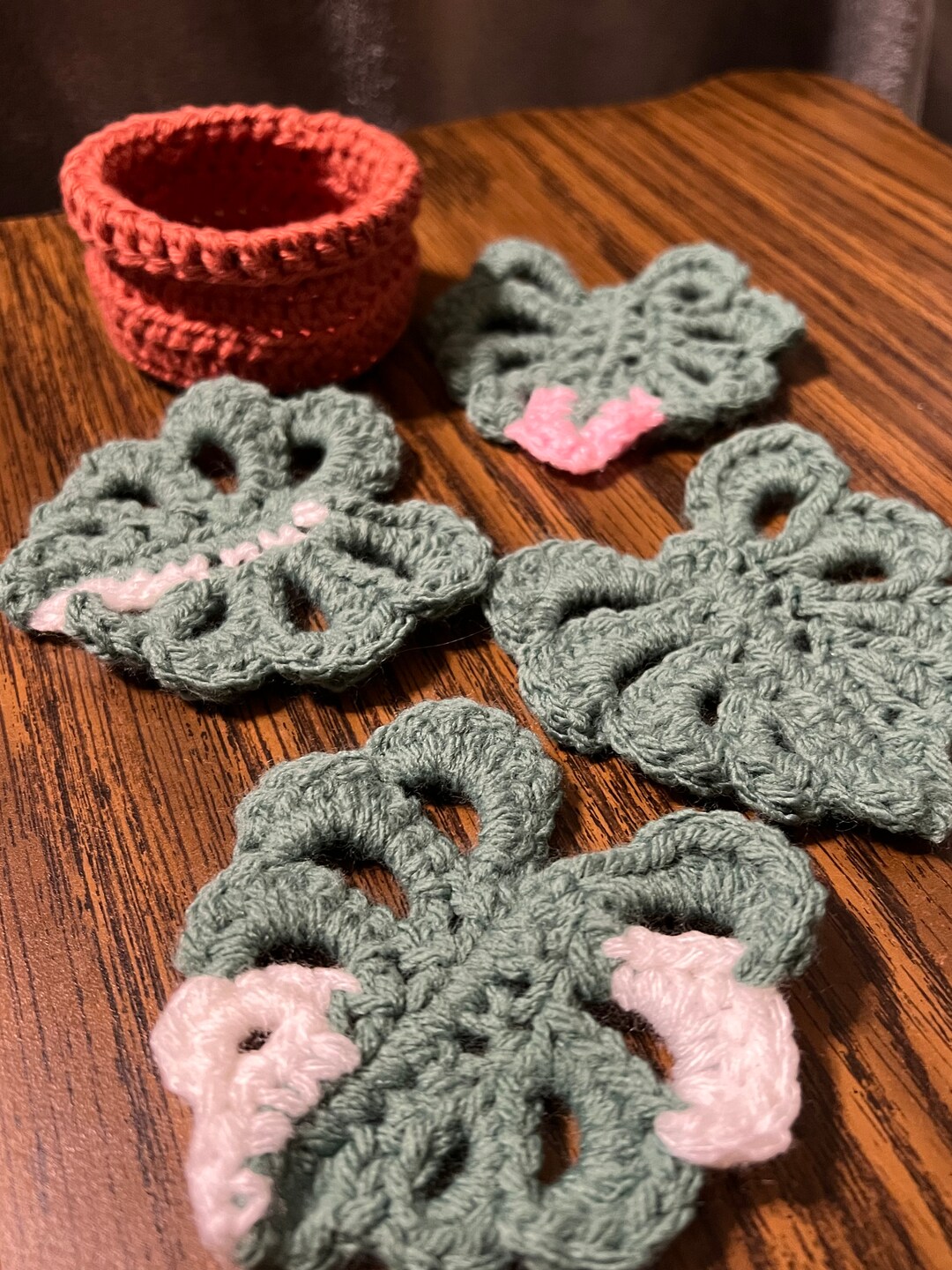 Monstera Coasters With Pot/crochet Succulent/ Etsy