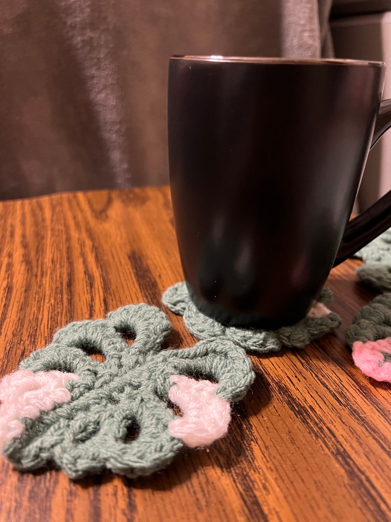 Monstera Coasters With Pot/crochet Succulent/ Etsy