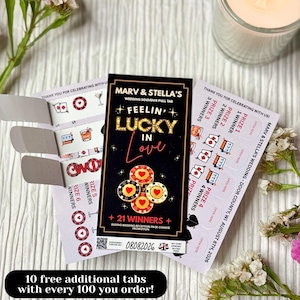 Custom Wedding Pull Tabs | Handmade Reception Game | Bulk Favor | Pickle Cards | Casino | Wedding Favor | Interactive Wedding