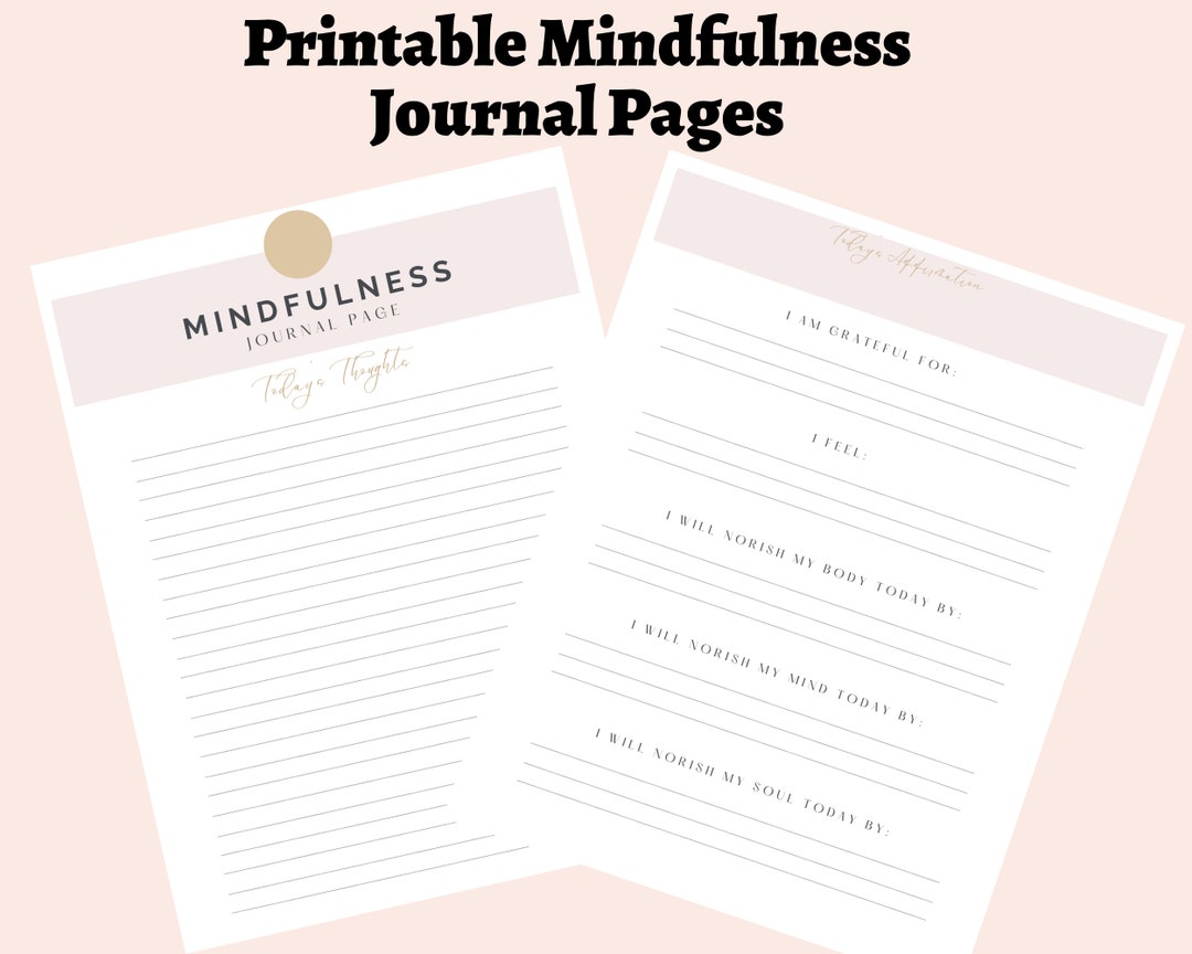 Printable Mindfulness Journal Pages - Etsy