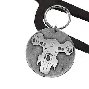 Razor Crest Silhouette The Mandalorian Pewter Relic Distressed Keychain Sand Casted Handmade StarWars Din Djarin Mando Disney Gunship