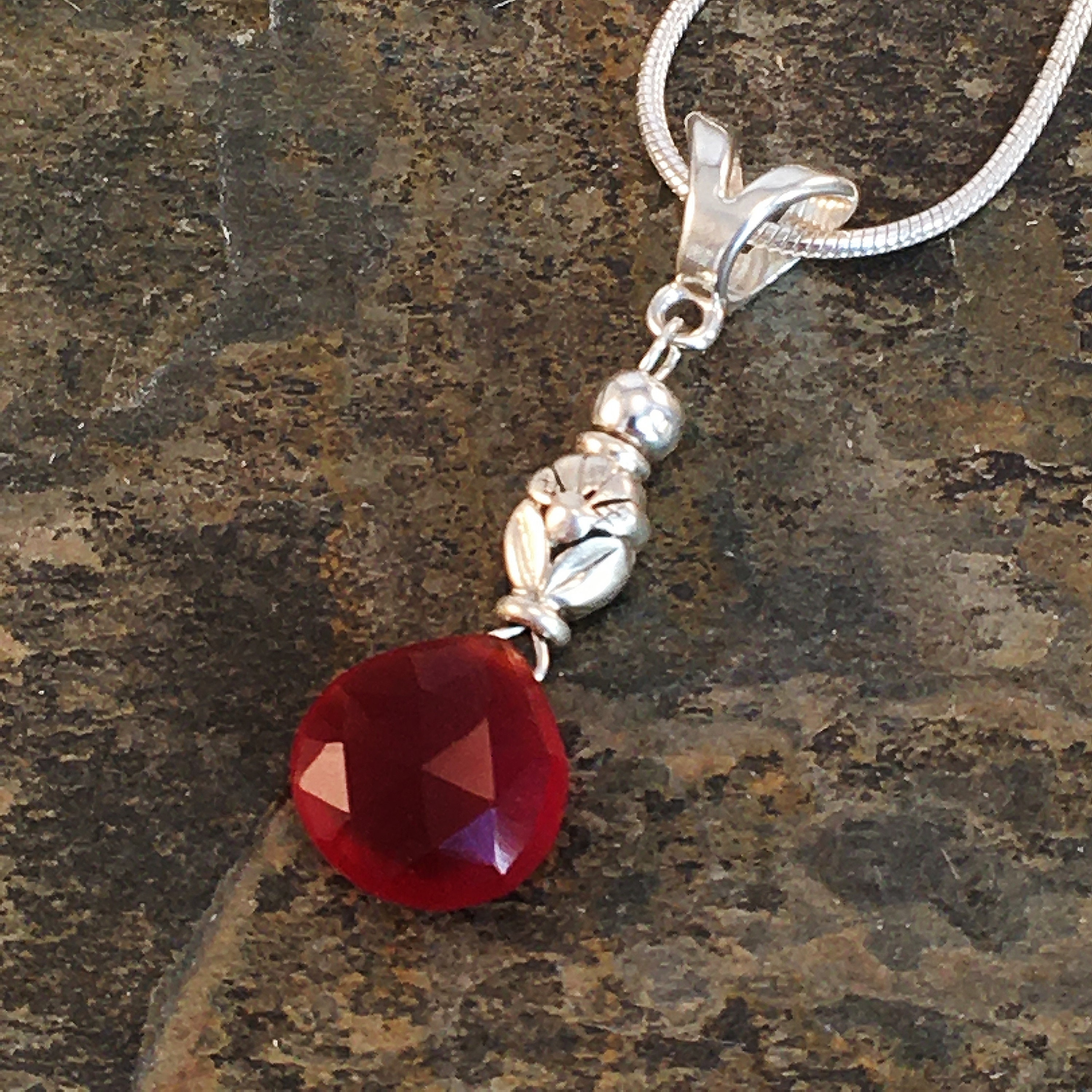 Red pendant hotsell necklace sterling silver