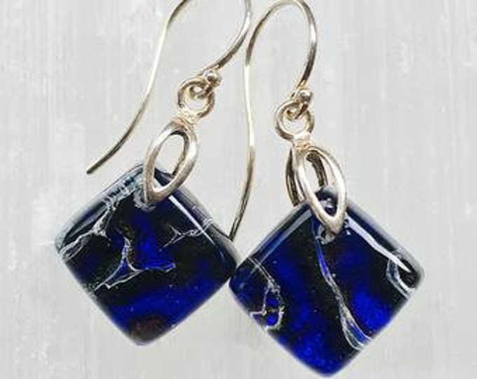 Earrings in dichroic glass and sterling silver .925-B17