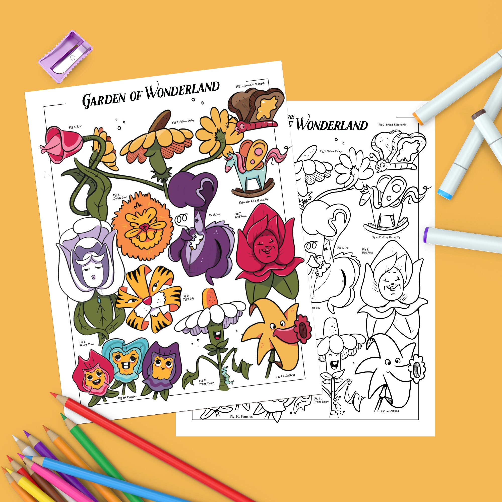Alice In Wonderland Flowers Coloring Page