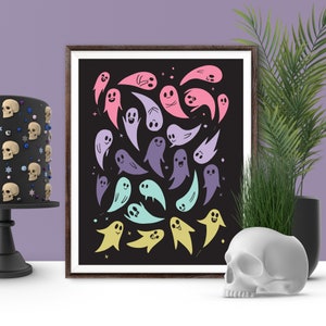 Pastel Goth Decor | Cute Ghost Art Print | Cute Halloween Decor | | Ghost Wall Art | Cute Halloween Ghost Gift | Halloween Art | Ghost Art