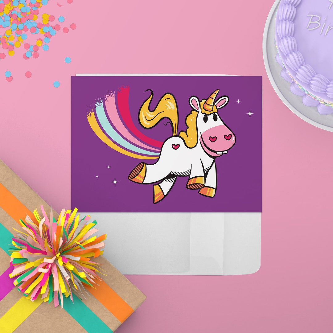 Cute Unicorn Birthday Card Unicorn Birthday Party Card Etsy