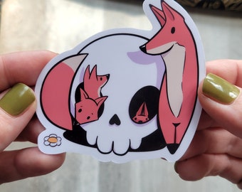 Fox Skull Sticker | Skull Sticker | Cute Fox Sticker | Pastel Goth Sticker | laptop sticker | water bottle sticker | spooky cute sticker