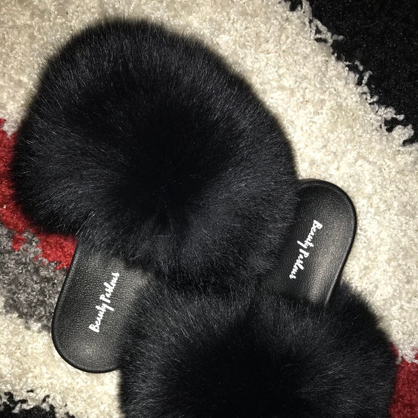 mens fur slides