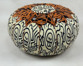 Moroccan Ottoman Pouf Cover – Handmade from Traditional Moroccan Fabric, Boho Floor Cushion,
