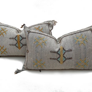 Gray CACTUS SILK PILLOW 13x21inch , pillow Cactus Silk - Boho Throw pillow case - Lumbar Cushion- Grey pillowcase - Decorative pillow cover