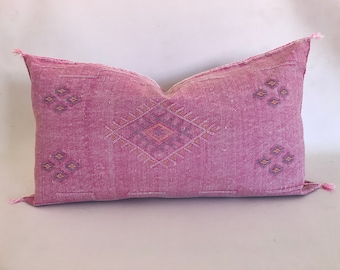 Moroccan Cactus Silk Pillow Cover 20x40: Berber Decorative Cushion