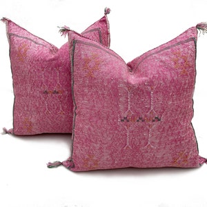 Washed Purple Pillows silk 20x20 - Cactus Silk Pillow - Lumbar Cushion Handmade- Cactus Silk - Decorative Pillow, Moroccan Sabra Decorative