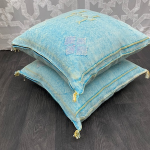 Light Blue Pillows Seide 50x50 cm - Kaktusseide Kissen - Kissen Kaktusseide - Dekokissenbezug - Dekokissen