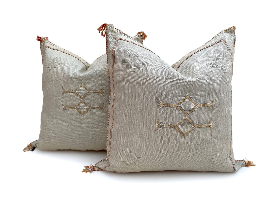 Light Gray Silk Pillows 20 X 20 Inch Berber Silk Etsy