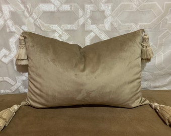 Velvet Cushion Cover: Handcrafted Tassel Pillow