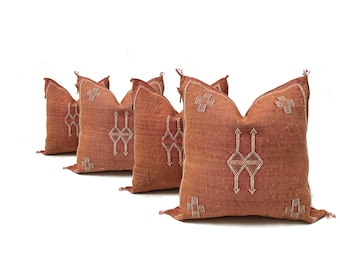 Handgeweven kussensloop Marokkaanse cactuszijde: boho woondecoratie, 20 x 20 inch
