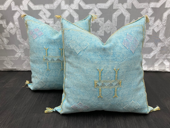 Light Blue Pillows Silk 20x20 Cactus Silk Pillow Pillow Cactus Silk Throw Pillow Case Lumbar Cushion Decorative Pillow Cover Etsy