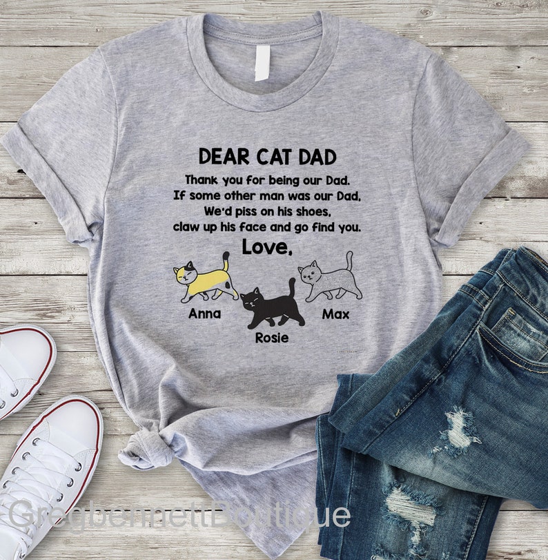 Cat Dad shirt personalized cat name Tshirt dear dad cat Etsy