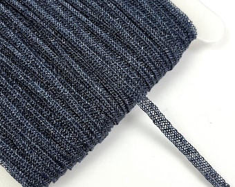 Vintage straw braid, navy blue, 5 mm