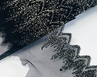 Lace border tulle lace from Mokuba color black-gold 5.5 cm wide