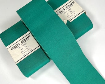 Vintage grosgrain ribbon 66 mm width rayon & cotton color malchite green