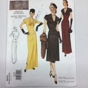 Vogue sewing pattern 2610 size 6-8-10 for a dress sewing instructions from 1947