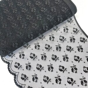 Vintage lace trim color black 22 cm width