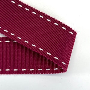 Nastro gros grain intrecciato a righe rosso vino 25 mm