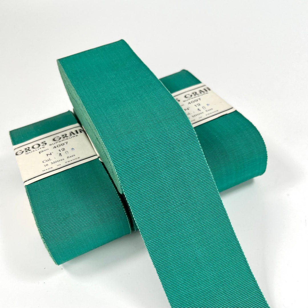 Vintage Grosgrain Ribbon, 48 Mm Wide, Rayon & Cotton, Malachite Green ...