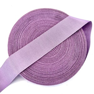 Ruban gros-grain vintage 38 mm de large en rayonne et coton couleur lilas