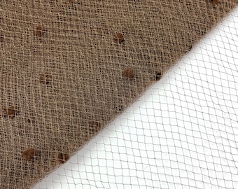 Vintage chenille veil brown 44 cm